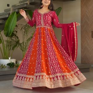 Anarkali Gown Traditional Indian Wedding Dress Wear for Women Navratri Diwali